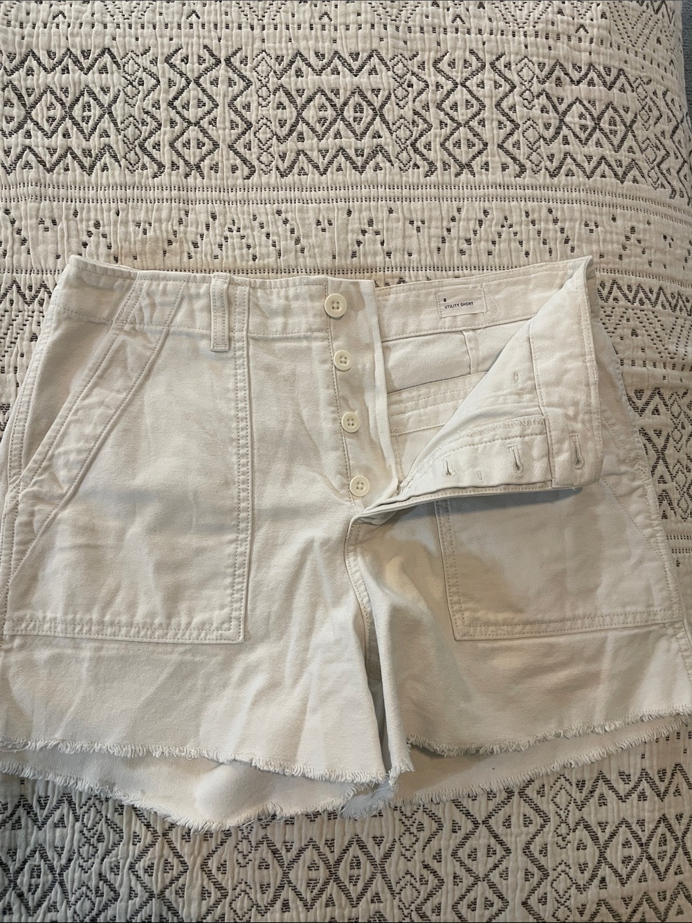 GAP Cream Button-Front High-Rise Denim Shorts